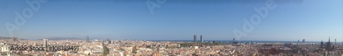 panoramic view of barcelona with the sagrada familia, la rambla, w hotel, arts hotel, la rambla and barcelona cathedral