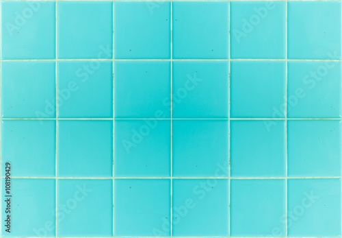 Closeup blue tile in bathroom wall texture background