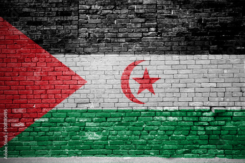 Ziegelsteinmauer mit Flagge Westsahara