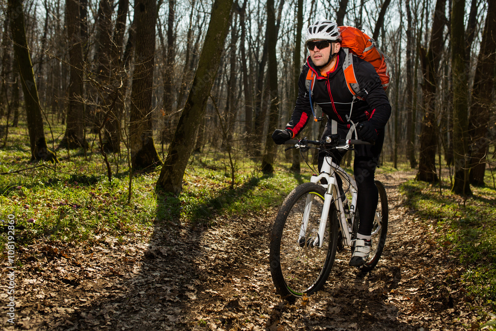 Fototapeta premium Rider in action at Freestyle Mountain Bike Session