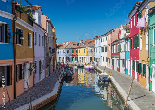Colorful houses in Burano, Venice Italy.