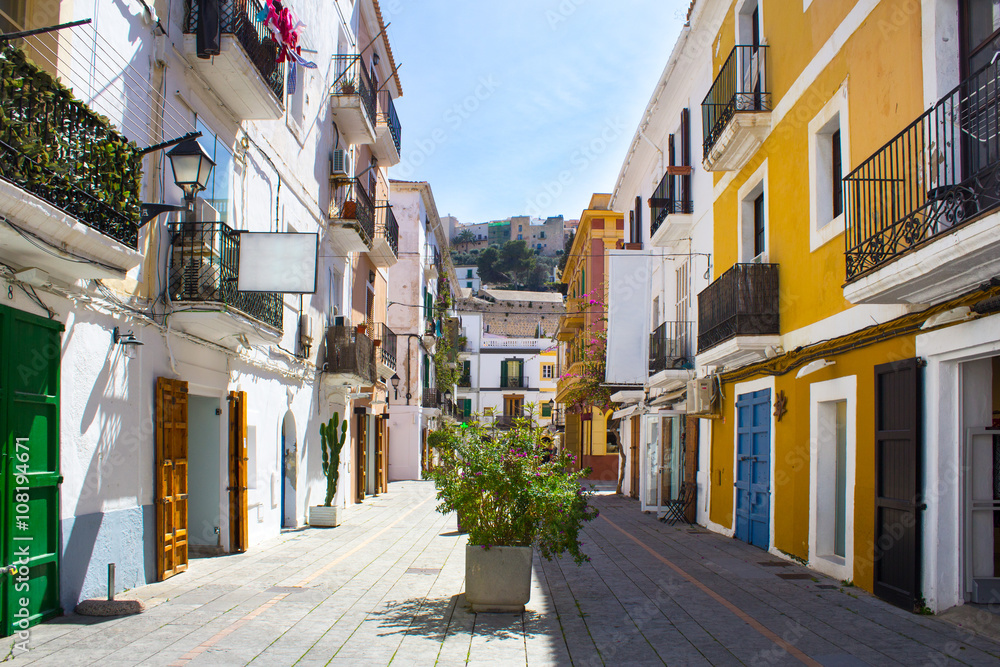 Street with vintage buildings in Spain 