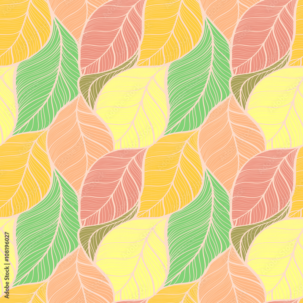 seamless background of green leaves vector illustration