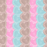 seamless pattern of openwork lace hand-drawn hearts