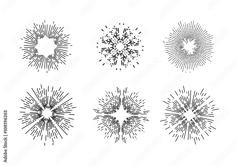 Obraz premium Vintage sunburst vector illustration