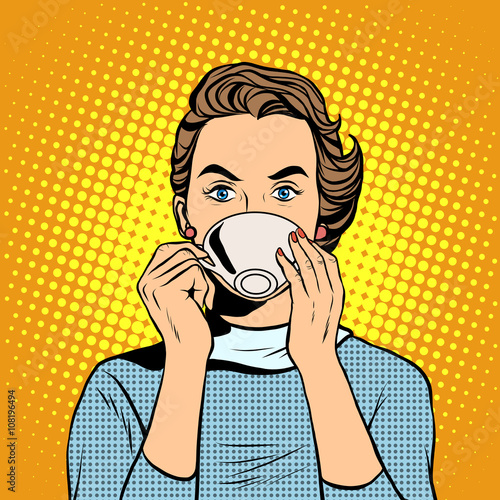Girl with a Cup of tea or coffee