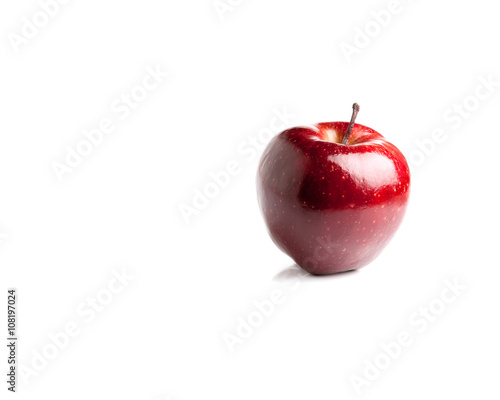 Red Delicious Apple on a white background with generous copy space suitable for healthy eating backgrounds or concepts