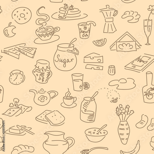 Breskfast doodel seamless pattern