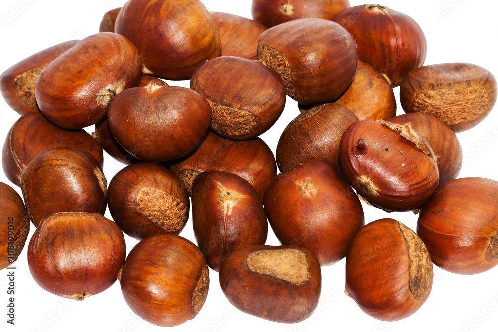 Fresh group chestnut on white background Fresh group chestnut on white background