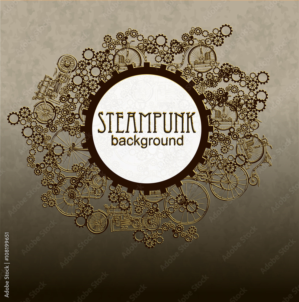 Vecteur Stock Steampunk style. Template steampunk design for card ...