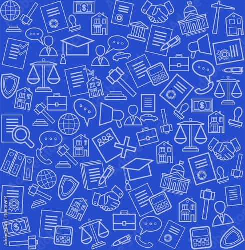 Legal services, blue background, seamless. 