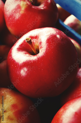 Juicy red apples, close up