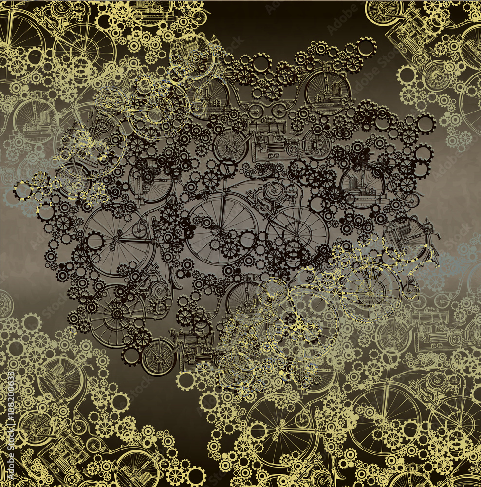 Steampunk style. Template steampunk design for card. Frame steampunk ...