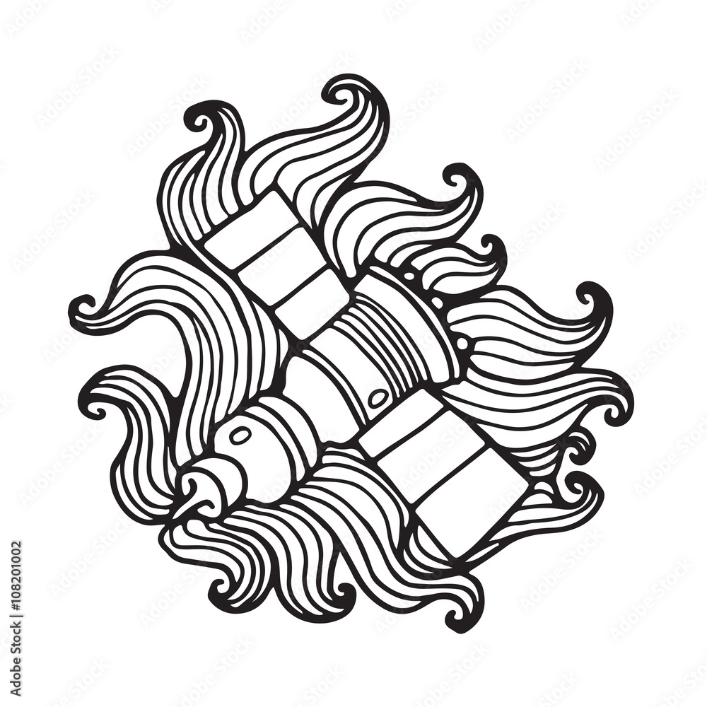 Obraz premium Space Satellite Cartoon Doodle Illustration