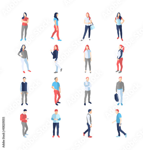 People, male, female, in different casual common poses