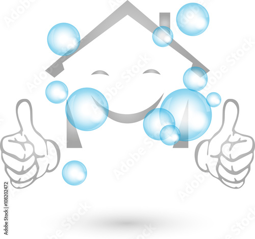 Haus geputzt, Logo, Lächeln, Reinigungsfirma