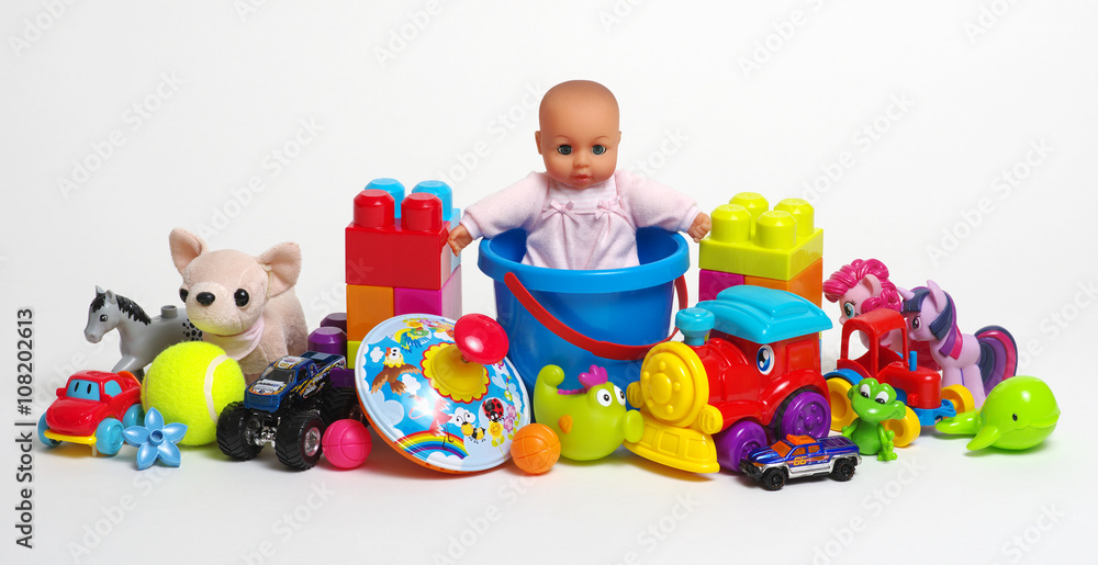Fototapeta premium Toys on a white