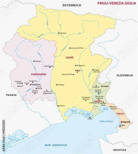 friuli venezia giulia administrative map