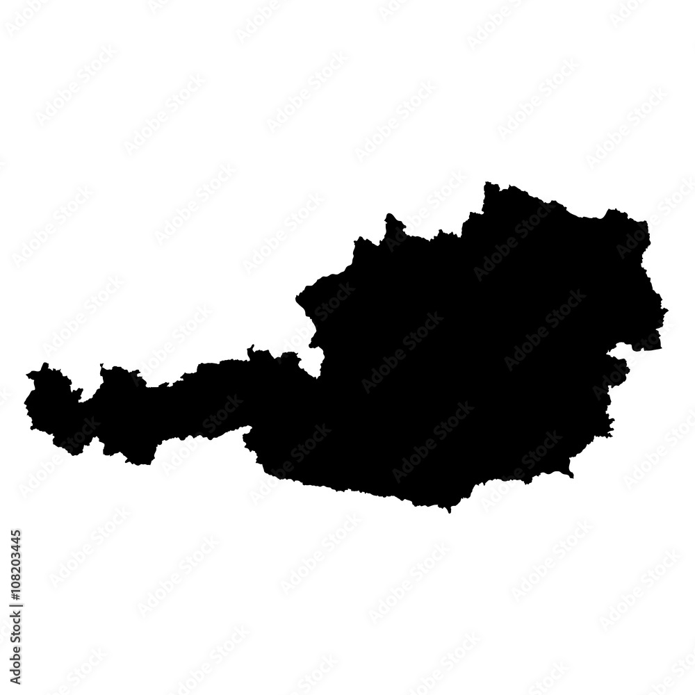 Austria black map on white background vector