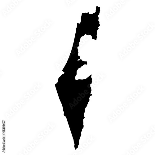 Israel black map on white background vector