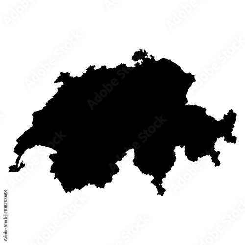Switzerland black map on white background vector