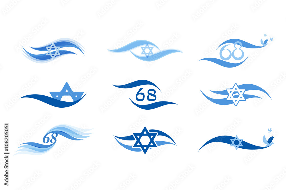 Israel independence day and abstract flag icons Israel independence day and abstract flag icons