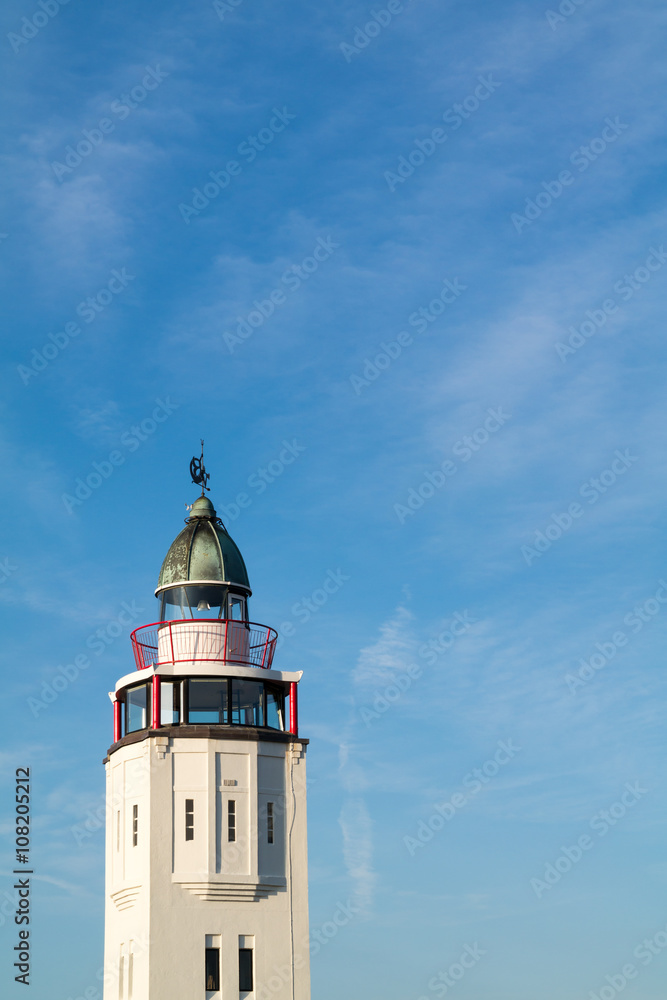 Top of former lighthouse now hotel in historic old town of Harlingen, Friesland, Netherlands