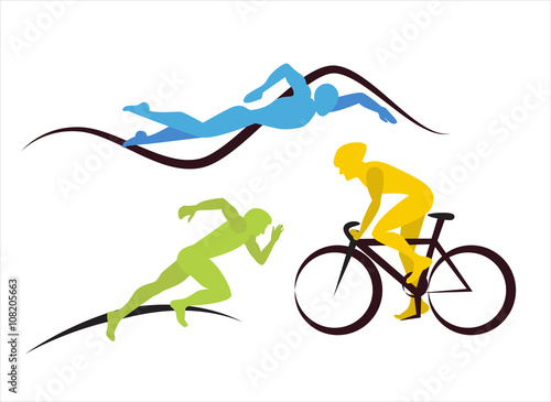 Fototapeta Icons for triathlon  and other spot events