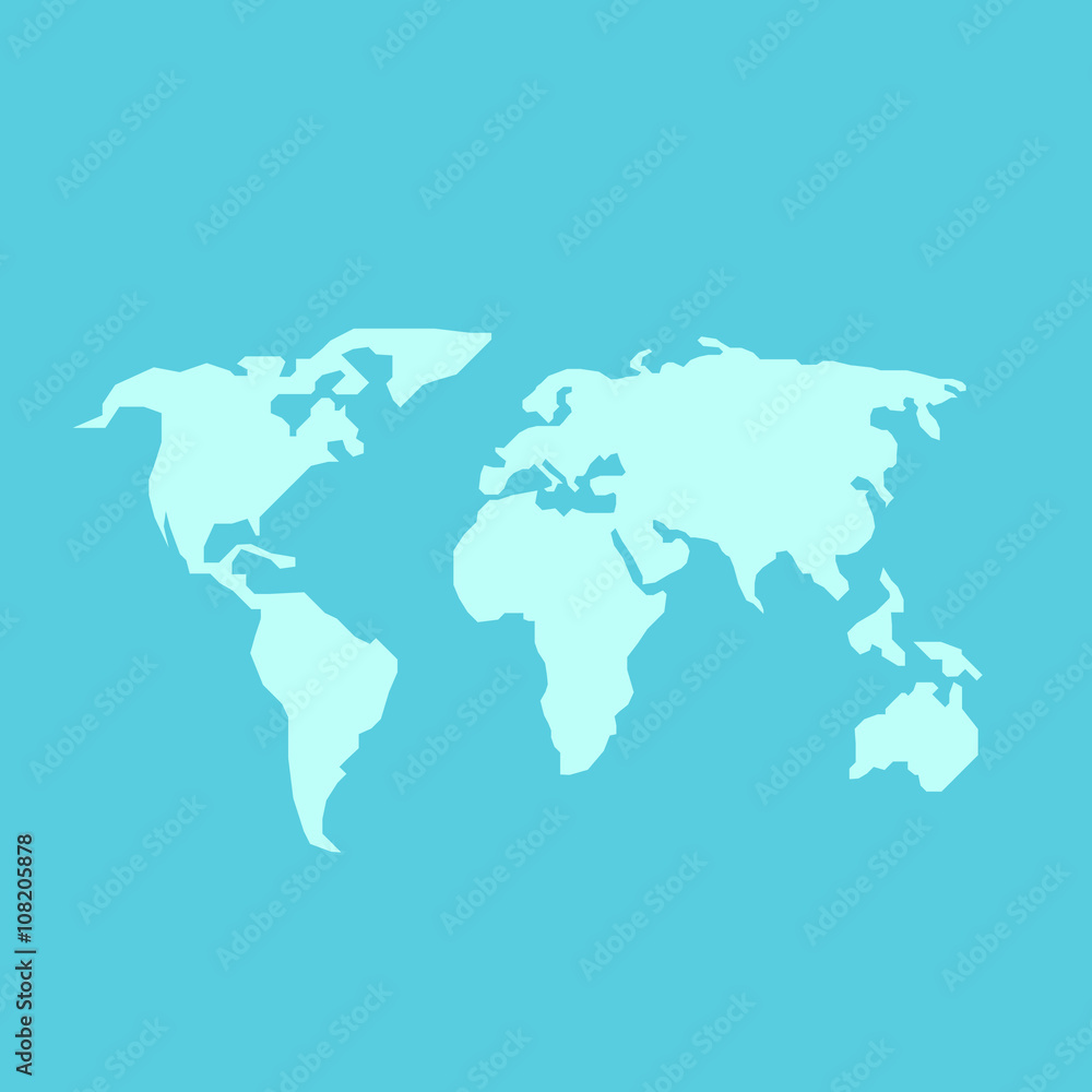 Blue World Map Vector in flat style