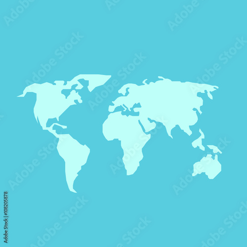 Blue World Map Vector in flat style