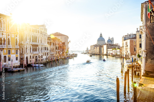 View from Accademia Bridge on Grand Canal in Venice