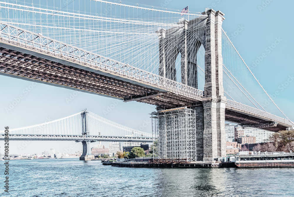 Obraz premium Brooklyn Bridge w Nowym Jorku, Stany Zjednoczone Ameryki