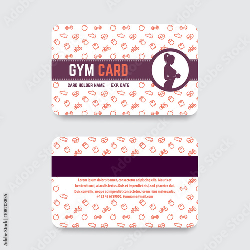 fitness club, gym card design, vector illustration