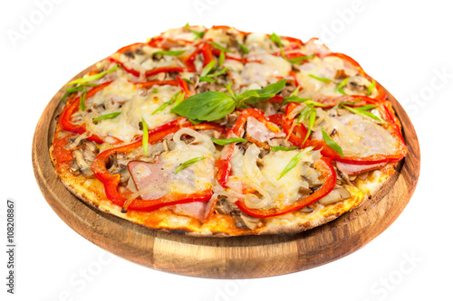 Delicious pizza with mushrooms