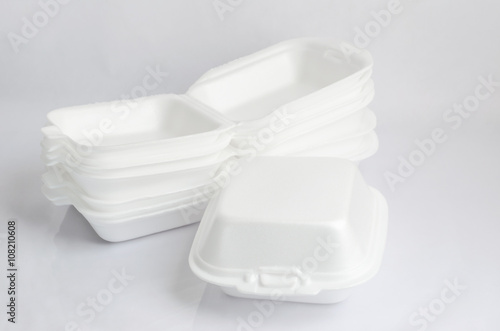 Close up of a foam food containers