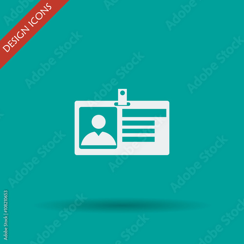 Identification card icon. Flat design style.