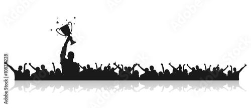 Fans mit Pokal