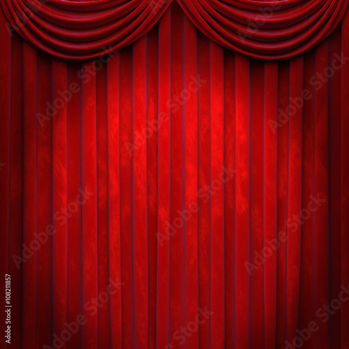 Curtain or drapes red background. 3D illustration
