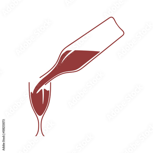 Bottle of wine and glass.