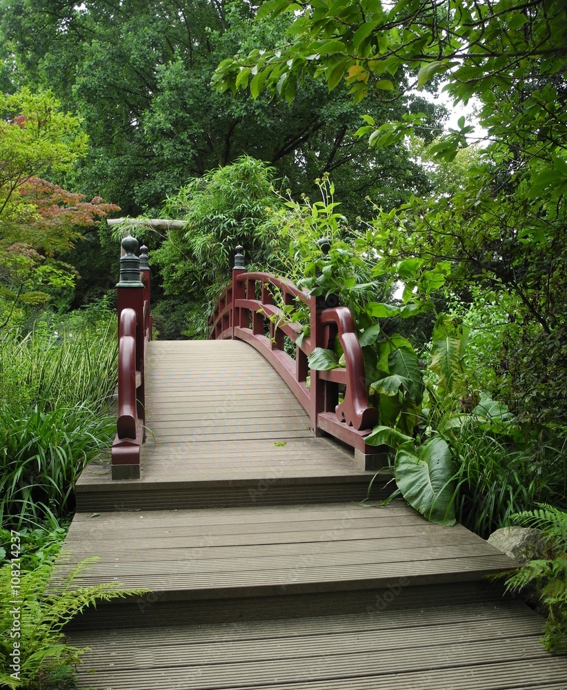 Naklejka premium Brücke und Treppe ins Grüne