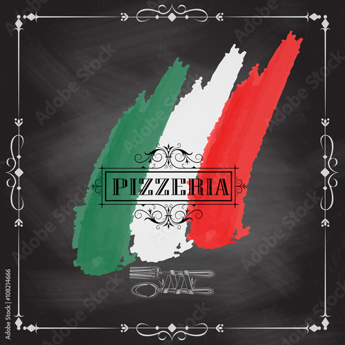 Menu. Cover for restaurants and cafes Italian cuisine. Logo.
