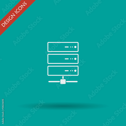 Computer Server icon, flat design