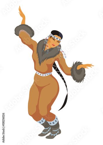 the Chukchi girl in a national suit dances