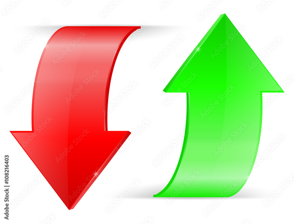 Vetor do Stock: Arrows UP and DOWN. Green and red icons | Adobe Stock