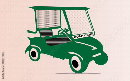 Green golf cart mini buggy with elegant background