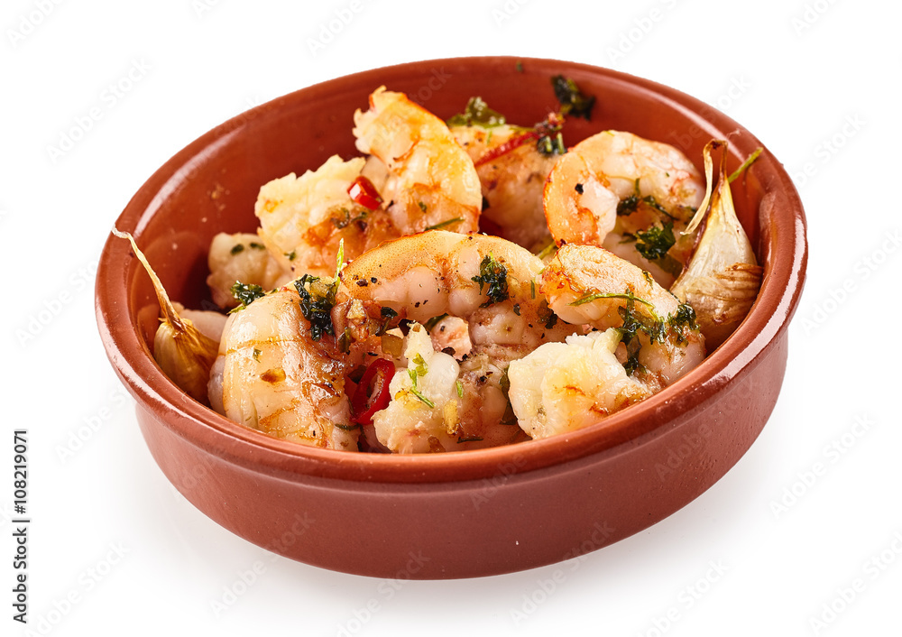Spicy shrimp or prawn tails for Spanish tapas Spicy shrimp or prawn tails for Spanish tapas