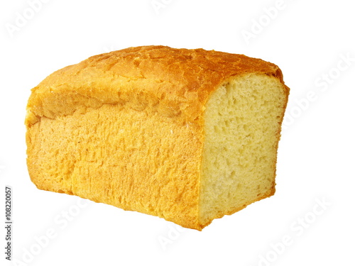 loaf of mustard bread isolated on white background