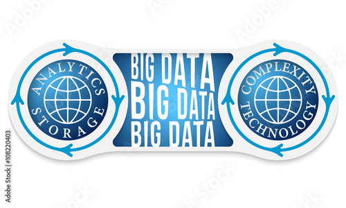 Two circular connected boxes for your text and big data headline
