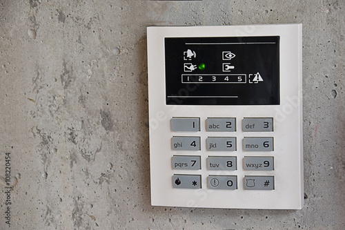 Security alarm keypad, closeup