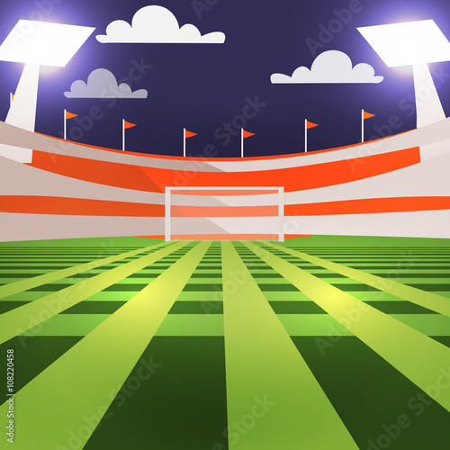 Vector Football field, green turf, football gates